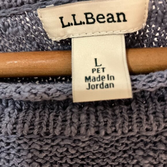 L.L. Bean Women’s 100% Cotton Crewneck Sweater Blue Size L Petite - Picture 3 of 7